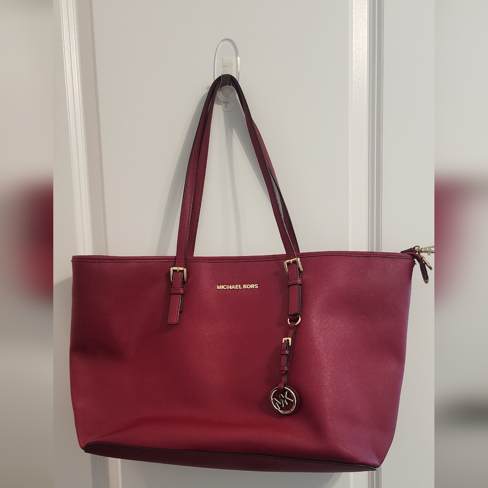 Michael Kors Jet Set Deep Red Tote Bag with Dust Bag
